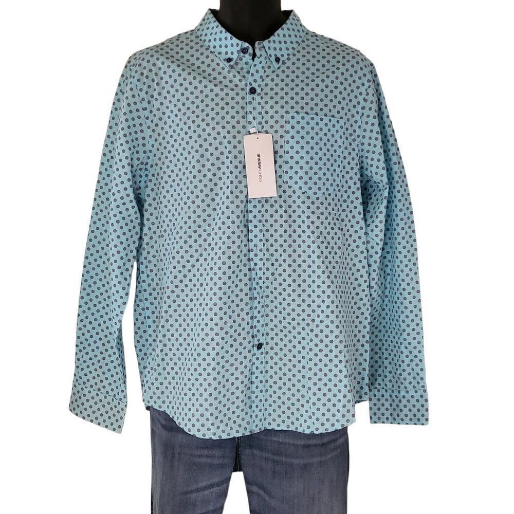 Eight Avenue‎ NWT Slim Fit Geometric Long Sleeve Sz L Button Up Shirt Men
